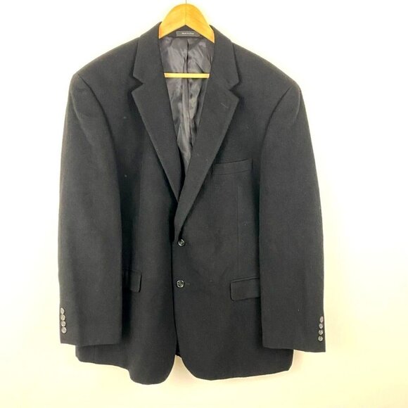 Chaps 100% Camel Hair Blazer Suit Jacket Men's Size 46R Black Single-Breasted - Picture 1 of 15